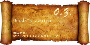 Orsós Zenina névjegykártya